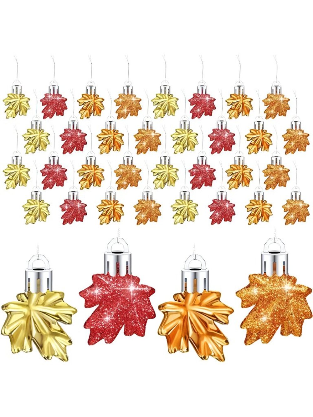 36 Pcs Fall Ornament Thanksgiving Small Tree Maple Leaf Hanging Ornament